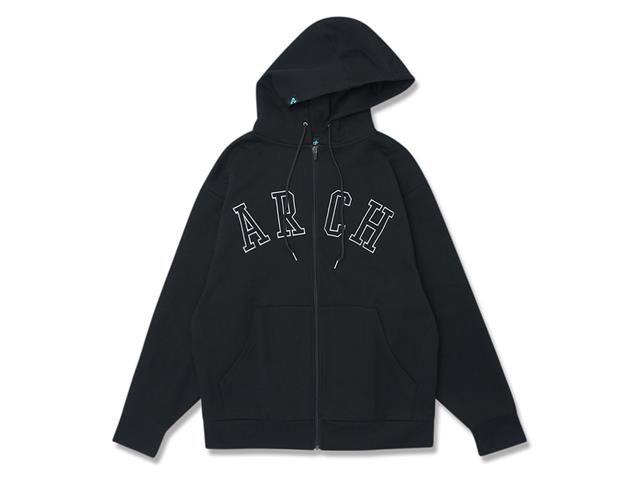 Arch college logo sweat zip parka  black